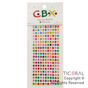 STICKERS STRASS AUTOADHESIVOS MULTICOLOR X 30 PLANCHAS